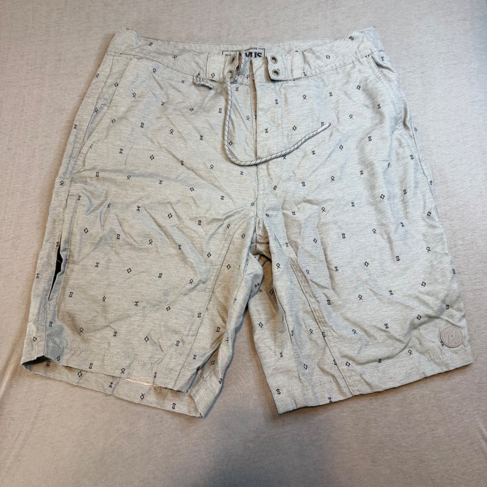 Dravus Heading Nowhere Mens Hybrid Board Shorts Gray Geometric Print Size‎ 30